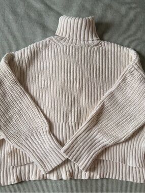 Madewell Cream Ribbed Turtleneck Sweater